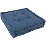 Blazing Needles Button-Tufted Microsuede Square Floor Pillow, 20", Indigo