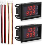 VooGenzek 2 PCS 0.28" LED Voltmeter Ammeter, Detector Voltage Current Meter Panel Amp Volt Gauge, DC 0-100V 10A for 12V / 24V Multimeter Amperage Meter Volt Amp Gauge Panel