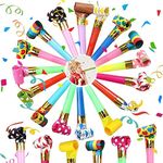 Kongchan 25 Pieces Party Blower,Colourful Noisemakers Party Blowouts Whistles Party Squawkers Fringed Noise Maker,Birthday Noisemakers Birthday Blow Horns Party Whistles New Years Party Noisemakers