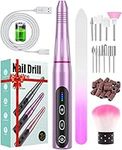 Nail Drill Cordless, Electric Nail Files Professional for Acrylic Nails, Rechargeable Electric Nail Drill with 20000 RPM, 5 Adjustable Speed E File, Portable Manicure Pedicure Kit Gifts for Women Mum