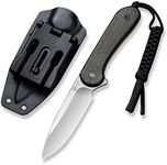 CIVIVI Fixed Blade Elementum Knife 3.98" D2 Blade, Flat G10 Handles, Belt Knife with Kydex Sheath, Tied Paracord Lanyard, Clip for Outdoor EDC C2105B