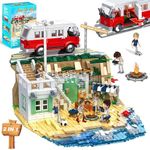 FarBlocked Friends Beach House Building Blocks Set, Camping House Building Kit with Camper Van, 5 Minifigures, The Central Setting of The MV for The Hit Single 'What Makes You Beautiful', 1288 PCS