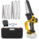 Mini Chainsaw Cordless 8 inch 6 inch Compatible with Dewalt 18V 20V (No Battery), Brushless Auto Oiler, Portable Handheld Small Electric Chain Saw with Chain for Wood Cutting