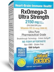 Natural Factors RxOmega-3 Ultra Strength - Brain & Heart Health Support - Eye Health Supplement with EPA & DHA - Supplement with Omega-3 Fatty Acids & Vitamin D3-150 Softgels (75 Servings)