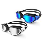 ZIONOR Swimming Goggles, 2 Packs G1 Polarized Swim Goggles UV Protection Watertight Anti-Fog Adjustable Strap Comfort fit for Unisex Adult Men and Women (BlackBlue+Blackwhite)