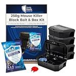 Mouse Killer Block Bait & Box Kit - 5 x Mouse Bait Boxes & 250g (25 x 10g Blocks) Difenacoum Wax Block Bait, Ready to Use, Effective Indoor & Outdoor Mouse Control, Long-Lasting Protection