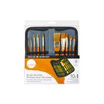 Daler Rowney - Simply Gold Taklon Paint Brush Set and Zip Case - Set of 10 Brushes