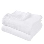 PHF 100% Cotton Muslin Blanket Queen Size 90" x 90", 4-Layer Lightweight and Breathable Blanket for Summer, Luxuriously Soft Gauze Blanket for Couch Bed, White