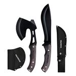 WORKPRO Axe and Fixed Blade Knife Combo Set, Full Tang, Wood Handle, for Outdoor Camping Survival Hunting Hiking, Nylon Sheath Included