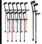 Ossenberg Soft Grip Closed Cuff Double Adjustable Crutches - Black - Pair | Height Adjustable Elbow Crutches for Men Women Adults Arthritis Soft Comfy Handle Forearm Ergonomic