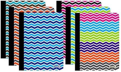 BAZIC Composition Notebook College Ruled, 100 Sheets Chevron Notebook, Designed Journal Comp Lined Notebooks for Office School, Assorted Color, 6-Pack