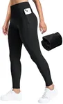 AVGO Womens Fleece Lined Leggings Winter Thermal Thermal Underwear Butt Lifting Yoga Compression Pants with Pockets (Black, X-Small)