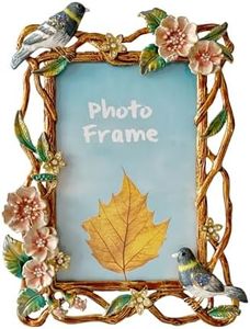 Pasiir Vintage Photo Frame 5x7, Hand Painted Floral Picture Frame with Metal Frame and High Definition Glass for Table Top Display, Home Decor