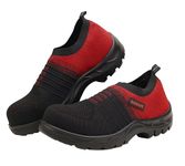 Karam Flytex FS202 Safety Shoes for Men | Sporty Design, Lightweight with Single Density | Antistatic, Antislip, Oil & Heat Resistant with Fiber Toe | Red & Black | Size-11