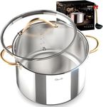 Ciwete Stock Pot 12 Quart, 18/10 Tri-Ply Stainless Steel Whole Clad Stock Pot with Lid, Seamless 12 QT Cooking Pot with Copper Handle, Healthy Stockpots, Induction, Gas, Oven and Dishwasher Safe
