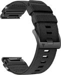 Zitel Band Compatible with Garmin Fenix 7X/7X Pro, Fenix 6X/6X Pro, Fenix 5X/5X Plus, Fenix 3/3 HR, Tactix 7, Enduro 2, Rugged Nylon 26mm Sport Strap (Black)