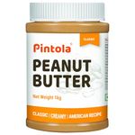 PINTOLA Original Classic Peanut Butter Creamy 1kg - with High Protein 26g & 7.2g Fiber, Premium Roasted Nuts, Gluten Free, Zero Trans Fat, with MUFA Good Fats, Vit E & B3, Dairy Free