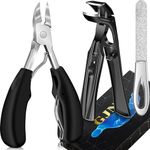 Toenail Clippers for Thick Nails for Seniors - Professional Ergonomic Angled Head Nail Clippers with Catcher, Podiatrist Wide Jaw Sharp Blade Heavy Duty Toe Nail Clippers Gifts for Men & Women