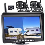 WOOCARTY 10.1" Wireless RV Backup Camera System, 1080P DVR Dual Rear View Cameras for RV/Truck/Trailer/Camper, 32GB SD Card Recording, IP68 Waterproof Night Vision Compatible with Furrion Mount, W102
