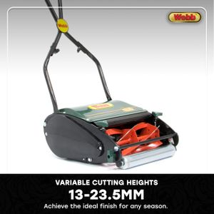 Webb Manual Hand Push Cylinder Lawnmower with Roller, 30cm, 18L Bag