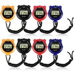 8 Pieces Sports Stopwatch Timer Multi Function Sport Digital Stopwatch Large Display with Date Time and Alarm Function Shockproof Sport Stopwatch for Swimming Running Sports Training (Vivid Color)