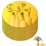 14Pcs Gold Round Acrylic Mirror Sheet Acrylic Circle Mirrors Centerpieces Round Mirror Candle Plate 12" Large Round Mirrors Tray Non Glass Mirror Plate Self Adhesive Mirror Stickers(Thickness 1mm)