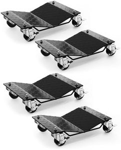Car Wheel Dolly Set of 4,6000LBS Capacity Heavy Duty Vehicle Mover Dolly with Brakes for Moving Cars, Trucks, Trailers and Motorcycles, Black