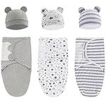 Baby Swaddle Blanket for 0-3 Months 3-Pack Baby Essentials for Newborn Girls Boys(Grey Set)