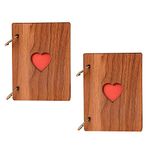 Dulau 2 Pieces Scrapbook Photo Album, Wooden Scrapbook, Vintage Love Heart Black Pages Paste Photo Album, DIY Scrapbooking Photo for Valentine's Day Anniversary Birthday Friends Children’s Gift