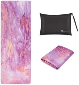 SNAKUGA Travel Yoga Mat, Non Slip Exercise Suede Mat with Carry Bag, All-Purpose Fitness Mat with High Density Anti-Tear Surface for Women, Ideal for Pilates Workout (72'' x 26'' x 1.5mm Thick)