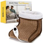 MONHOUSE Electric Foot Warmer - Cold Feet Warmers for Home Use and Office Under Table Desk - Soft and Breathable Heating Pad - Relaxing Comfort Heat Therapy - Heated Foot Mat for Women & Men - Brown
