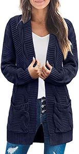 MEROKEETY Women's 2024 Long Sleeve Cable Knit Cardigan Sweaters Open Front Fall Outwear Coat, Navy, X-Large