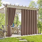 RYB HOME Extra Wide Outdoor Curtains 2 Panels - UV Protect Waterproof Privacy Outside Curtains for Patio Gazebo Balcony Lanai Pavilion Pergola Deck, Wide 105 x Long 96 inches, Mocha