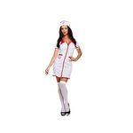 HENBRANDT Adult Women’s Sexy Nurse Dress with Nursing Cap Fancy Dress Costume Nurses White Mini Dress Halloween Hen Party Dress Up Outfit One Size Ladies Fancy Dress Costume