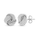 LeCalla 925 Sterling Silver Love-Knot Stud Earrings Jewelry Italian Design Diamond-Cut Twisted Wire Love Knot Earring for Women 8mm