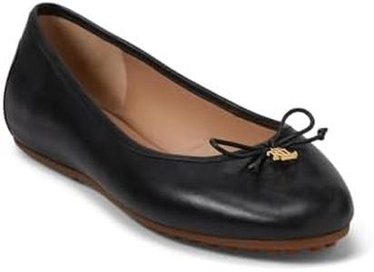 LAUREN Ralph Lauren Women's Jayna Driver Ballet Flat, Black, 7 US