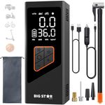 Portable Tire Inflator | Cordless Electric Pump with Pressure Gauge for Car, Motorcycles, Bikes, Balls - Upgraded Triple Cell Extended Life Battery, 150 PSI, Power Bank, Emergency Light - Black