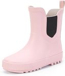 Hehainom Girls Rain Boots Toddler Kids Rain Boots Size 9 Pink Waterproof Rainboots Easy-on Light Weight Chelsea Rain Shoes