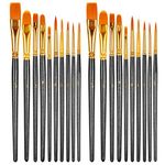 HTHL 20 PCS Paint Brushes Set Nylon Hair Brush for Acrylic Painting Oil Painting Watercolor Painting Gouache Painting Face Painting for Professionals & Beginners (Black)