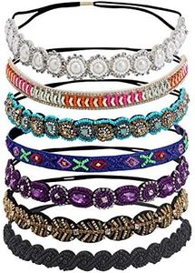 inSowni 7 Pack Handmade Rhinestone Jewled Beaded Headbands Hairbands Hair Accessories Headwraps for Women Girls Brides