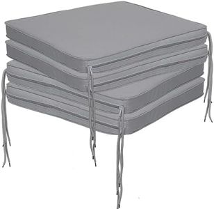 Brillars Waterproof Cushion Outdoor Seating Non-Slip Garden Patio Chair Indoor Furniture Seat Pads With Ties, Kitchen Dining Lawn Zip Cover (16"x16"x2") (Pack of 4, Grey)