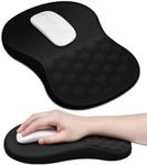 JIKIOU Ergonomic Mouse Pad Wrist Support with Massage Design, Memory Foam Wrist Rest Pain Relief Mousepad with Non-Slip PU Base, Mouse Pads for Wireless Mouse Black 12x8 inch