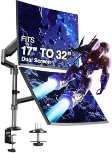 AVLT Dual Stacked Monitor Arm Desk Mount for 17"-32" Flat or Curved Screens, Extra-Tall Full Motion Adjustable Height, Swivel, Tilt, Rotation, VESA/C-Clamp/Grommet Compatible