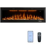 Rodalflame 50" Smart WiFi Electric Fireplace Insert, Wall Mounted and Recessed Fireplace Heater with 3 Flame and Top Lights, Log & Crystal, APP Control, 9h Timer, 750/1500W