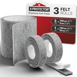 Felt Furniture Pads 3 PCS X-Protector - (1) 47" x 4" + (2) 47" х 0.8" - Grey Felt Tape - Multi-Purpose Felt Strips with Adhesive Backing - Premium Felt Roll