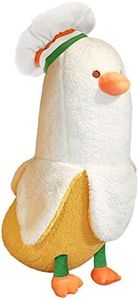 PEACH CAT Cute Banana Duck Stuffed Animal Long Banana Chef Duck Plush Pillow for Girls and Boys White 27.5"