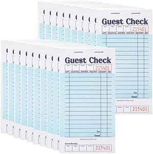 Stock Your Home Blue Guest Check Books for Servers (20 Pack) Server Note Pads, Waiter Checkbook, Food Receipt Book, Restaurant Order Pad, Paper Checks, Waitress Accessories, 1000 Total Tickets