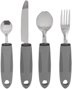 Adaptive Utensils, Non Slip Handles, Weighted Utensils for Hand Tremors, Arthritis, Parkinsons or Elderly Use, Stainless Steel Knife, Fork, Spoons, Easy Grip Cutlery for Adults