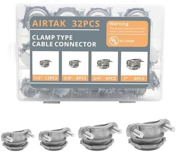 Clamp-Type Cable Connectors for Metallic Conduit, Silver-Zinc Plated, Heavy-Duty Cable Protection for Electrical Wires,20Pcs (1/2” 12Pcs,3/8” 8Pcs,3/4”6Pcs,1” 4Pcs),UL Listed