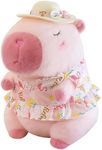 Ditucu Capybara Plush Wear Hawaiian Style Dress Cute Capibara Stuffed Animal Plushies Toy Gifts for Kids Pink 9.4 inch